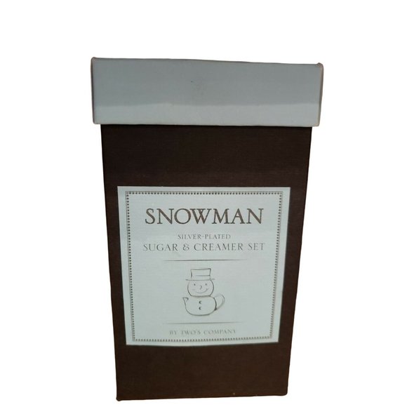 Two's Company Silver-Plated Snowman Sugar & Creamer Set In Box Christmas decor - Picture 1 of 7